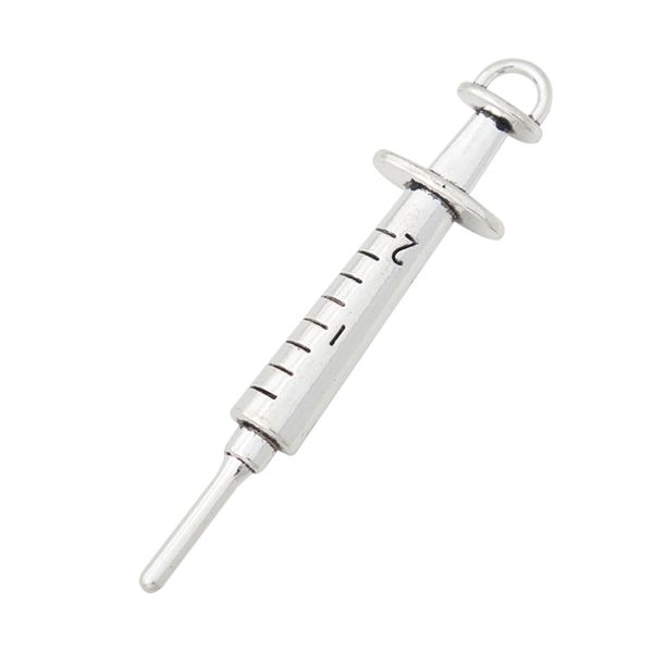 

rainxtar fashion alloy injection syringe charms medical nurse doctor tool charms 15*62mm 10pcs aac497, Bronze;silver
