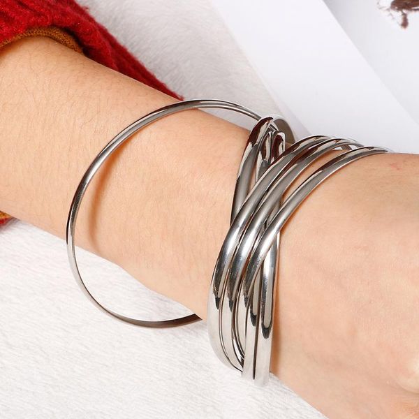 

multi layer bangles for women 316l stainless steel woman bracelet femme bangles ladies jewellery female wristbands, Black