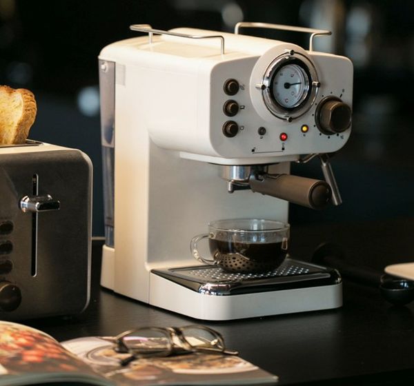 

espresso coffee maker 15bar pump pressure coffee machine retro italian coffee maker white semi-automatic commercial milk frother llfa