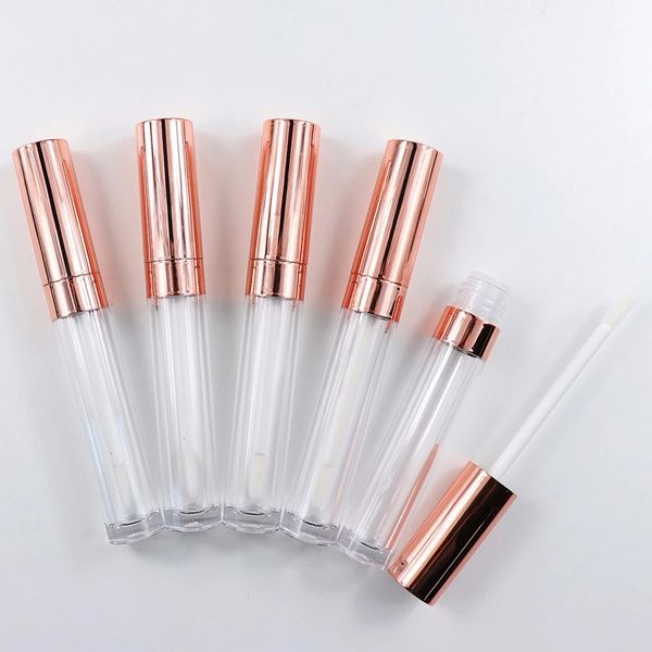 

Whole ale ro e gold 6 5ml empty lip glo bottle round lip glo bottle container tran parent lip glo tube co metic lipglo packaging