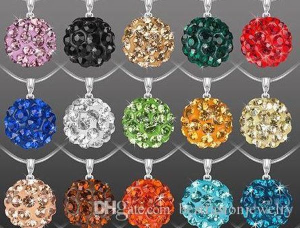 

10мм смешайте multicolor 18 дюймов мужчин, женщин змейки самая низкая цена мода ювелирные изделия кристалл диско шары хорошие подвески ожере, Silver