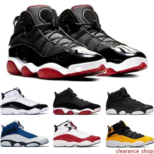 

6 six rings mens basketball shoes bred concord matte silver taxi white university red men trainers sports sneakers size 7-13