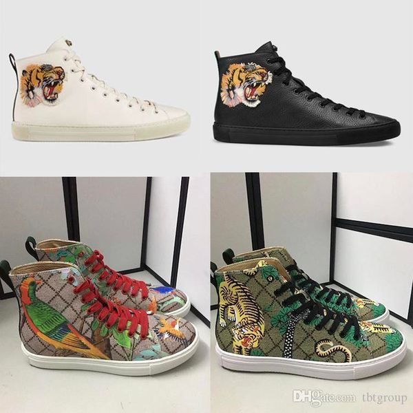 

men designer sneakers high-sneaker printed genuine leather boots with angry cat tiger dragon sneaker for men women size 35-45, Black