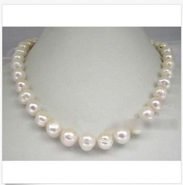 

huge 13-14 mm south sea natural white pearl necklace 14k gold clasp 18, Silver