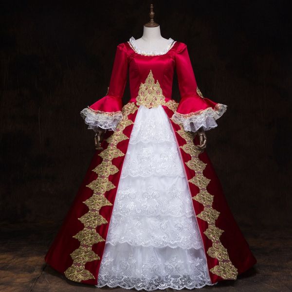 

new gothic holiday dress victorian red women dress period theatrical steampunk ball gown costume, Black;red