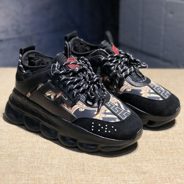 

2019 цепная реакция случайные дизайнеры кроссовки дети спортивная мода повседневная обувь тренер легкий ссылка тиснением подошва открытый об, Black