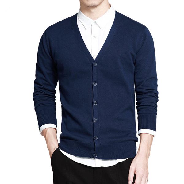 

cotton sweater men long sleeve cardigan mens v-neck sweaters loose solid button fit knitting casual style clothing new j696, White;black