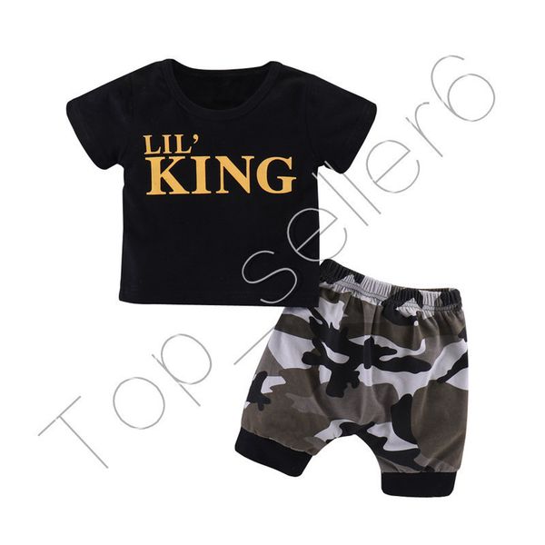 

детские мальчики king письмо с коротким рукавом футболка + камуфляж шортами нарядов летом топов tee коротких tracksuit два piece set дети од, White