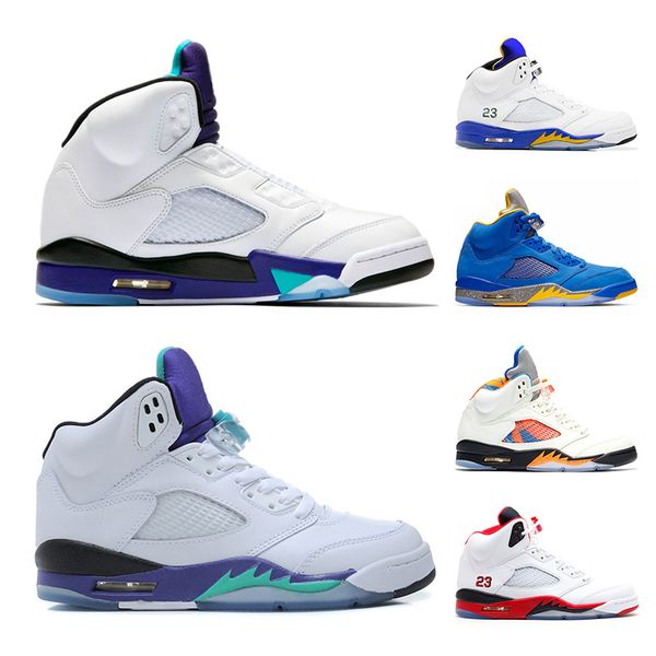 

men 5 5s basketball shoes laney blue suede bred fresh prince international flight white cement mens designer trainer sport sneakers