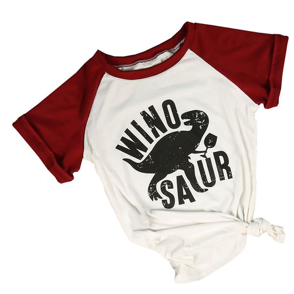 

polyester t shirts women short sleeve raglan winosaur dinosaur print o neck female summer fashion casual t shirt ladies tees, White