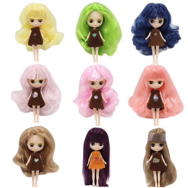 Mini Blyth Nude Doll 10cm Multiple Hair Color With Random Dress