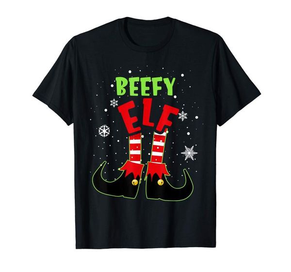

beefy elf matching christmas family shirt t-shirt-men's t-shirt-black, White;black