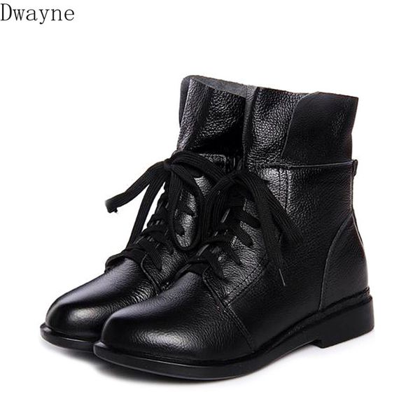 

autumn and winter new flat boots with boots women's flat with retro casual plus velvet warm women's cotton, Black