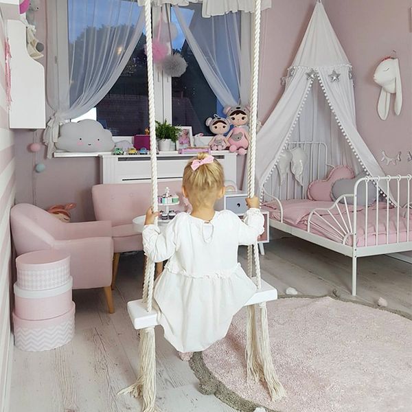 

baby swing chair hanging swings set children toy rocking solid wood seat with cushion safety baby spullen indoor baby room decor