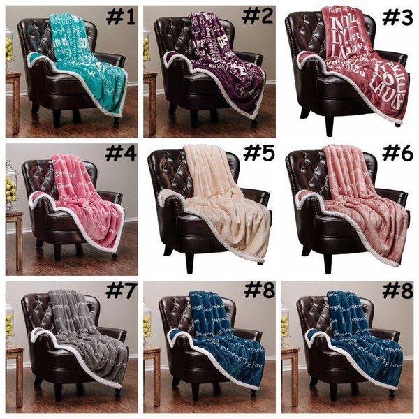 

blanket color thickened letter printed blanket sherpa wool 3d printed carpet sofa carpet carpet wearable throw blanket cca118302 pcs