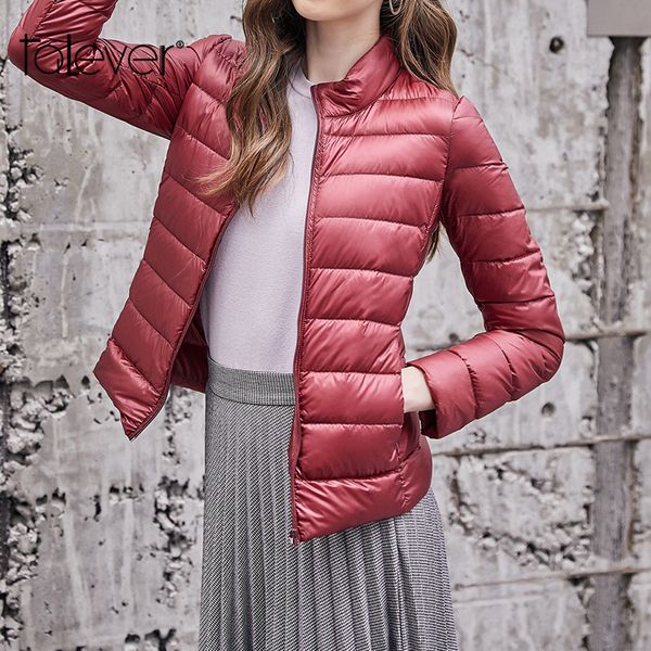 

women winter warm parka female black red cotton thin down jackets 2018 fashion autumn quilted coat lady parka outerwear talever