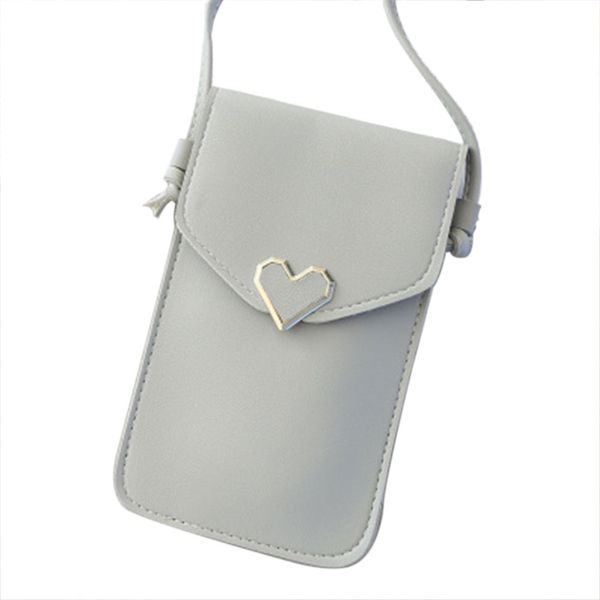 

women fashion convenient outdoor small mobile phone transparent heart-shaped decorative handbag touch screen crossbody bag gift