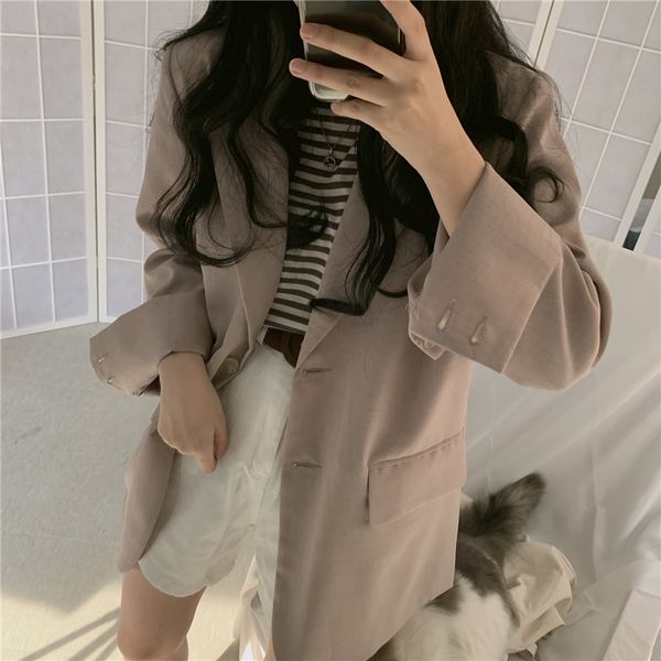 

autumn loose women blazer oversized single-breasted fashion women jacket coats casual female winter blazers outerwear 2019, White;black