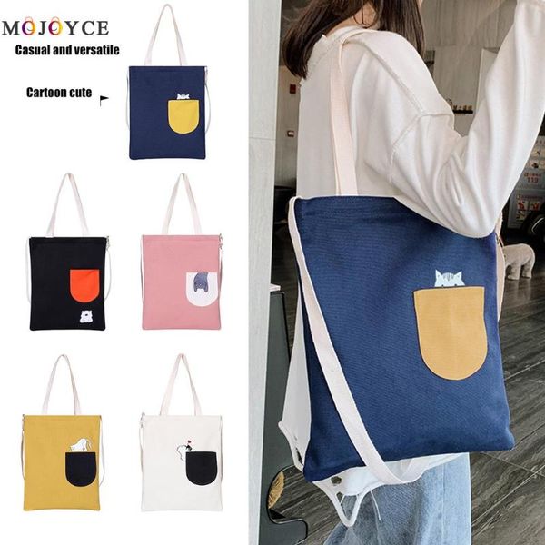 

fashion casual canvas shoulder messenger bag women girls cartoon animal pattern street daily crossbody shopping handbag
