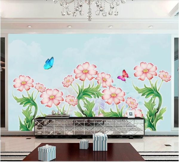 

wdbh custom p 3d wallpaper butterfly love flower tv background home decor living room 3d wall murals wallpaper for walls 3 d