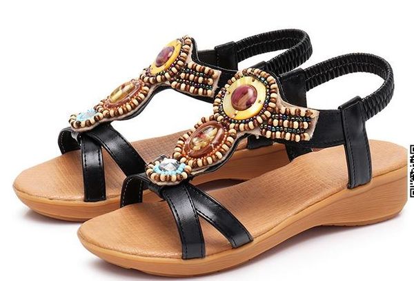 

2019 women's sandals in summer with new style flat bottom @17, Black