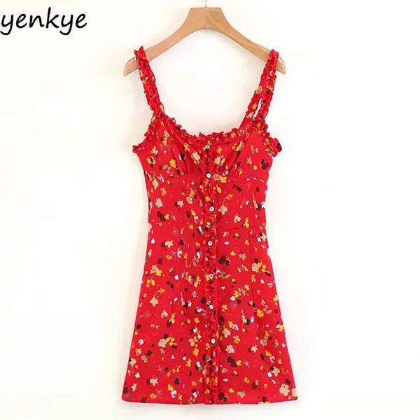 

vintage summer dress 2018 sweet women red floral printed sling dress sleeveless mini ljpz8635, Black;gray
