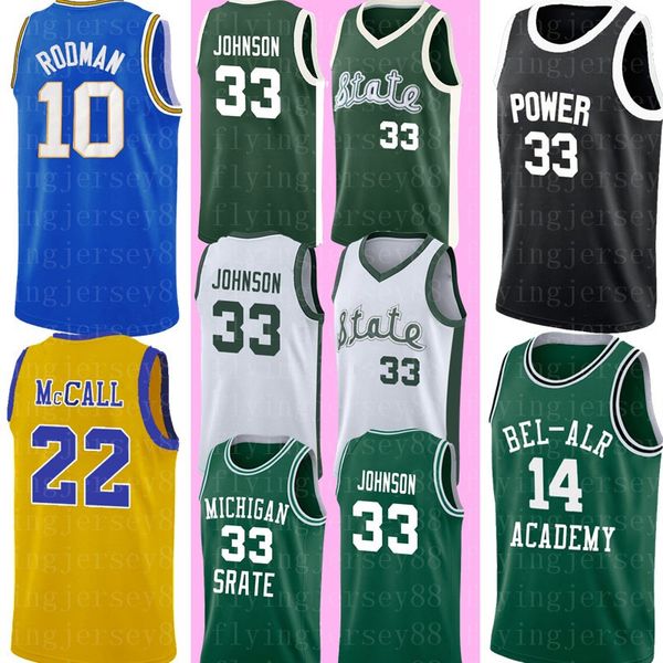 

Michigan State 33 Earvin Johnson Jersey Cheap Magic Johnson Green White College Basketball Jersey stitched Logos S-XXL