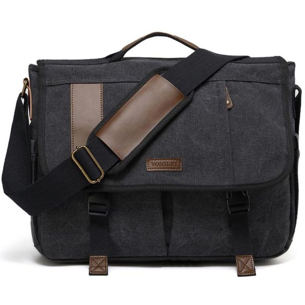 

canvas messenger bag for men shoulder bag briefcase 17 inch lapsatchel padded shoulder strap water resistant