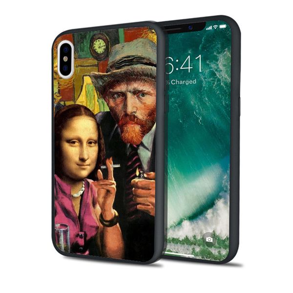 

coque mona lisa art phone case for iphone 11 pro xs max xr 8 7 6s plus 5s se 5 case black soft silicone cover.