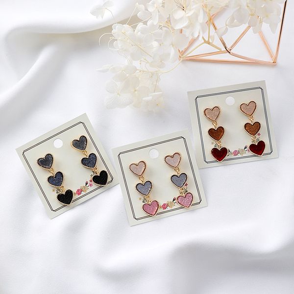

2019 fashion heart love earrings velvet long drop earrings for women, Silver