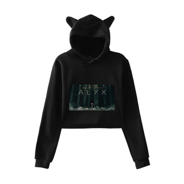 

game half life 2020 new series half-life:alyx print fashion cat ears women hoodies sweatshirt clothes, Black