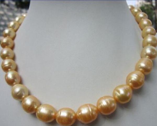 

elegant 12-13mm gold, baroque south sea pearl necklace 18 inches 14k gold, Silver