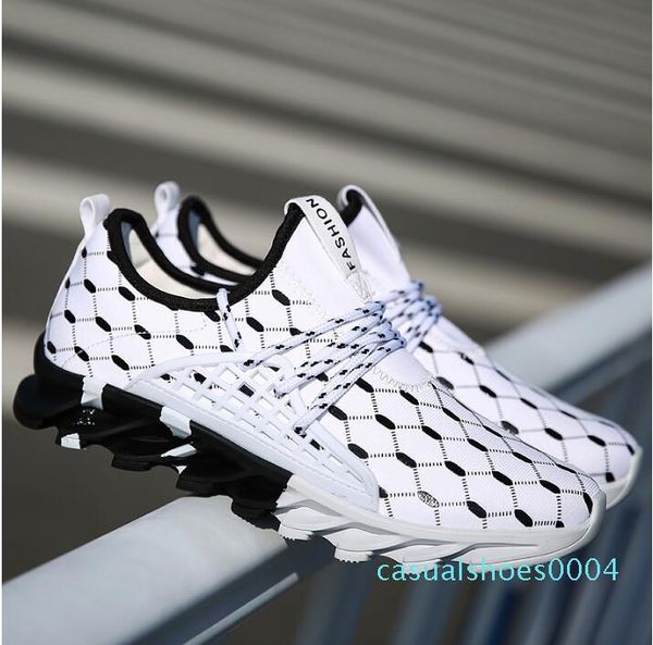 

soft bottom breathable footwear lace-up high elasticity male shoe spring autumn men's sneakers men comfortable casual shoe ac04, Black