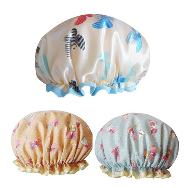 

3pcs/pack elastic printing shower caps waterproof eva bath hat shower hats spa cap for men ladies home bathroom accessories