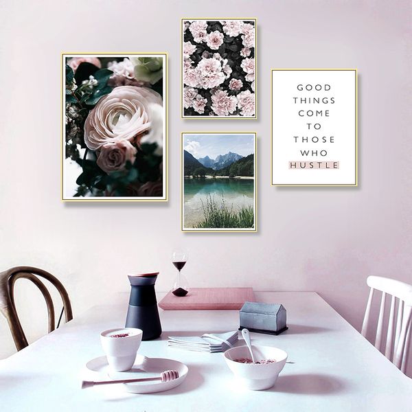 

scandinavia peony floral landscape canvas painting prints posters wall art pictures gallery for living room interior home decor