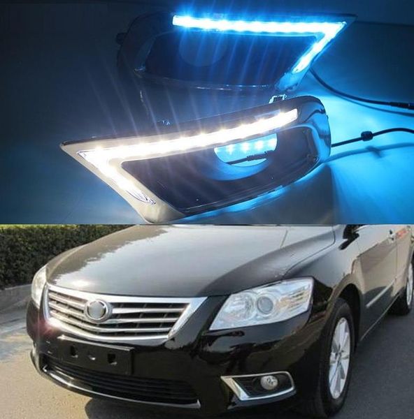 

2pc drl for toyota camry 2009 2010 2011 daytime running light fog lamp cover daylight turn yellow and night blue