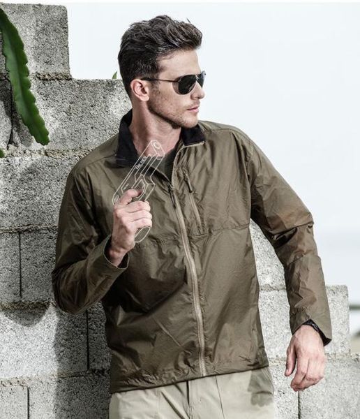 

a16 spring and summer skin clothing men's anti-straight clothes jacket water repellent light sports windbreaker, Black;brown