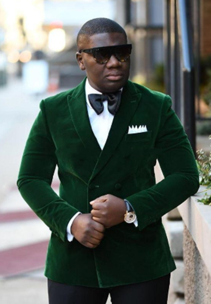 

green mens suits velvet peaked lapel double breasted costume homme wedding groom tuxedo custom made, White;black