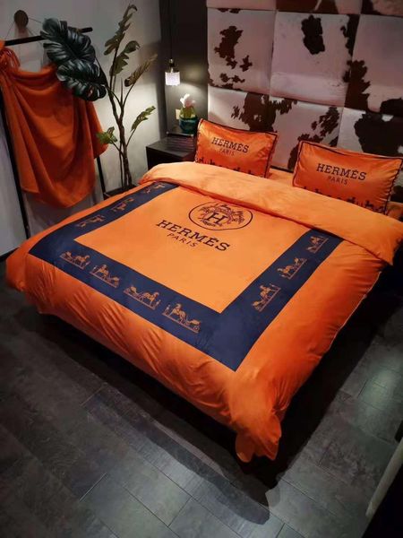 Luxury Brand Letter H Cour Style Bedding Set Print Duvet Bed Cover