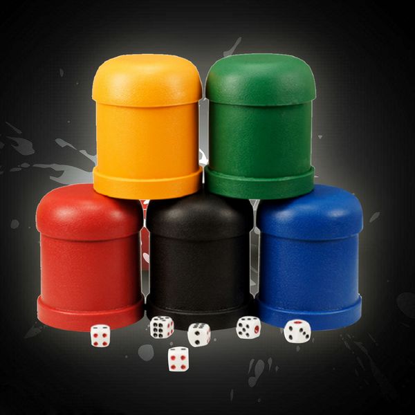 

6pcs dices with dice cup set board drinking board game toy gambling dices and dice cup set bar ktv sieve color cup