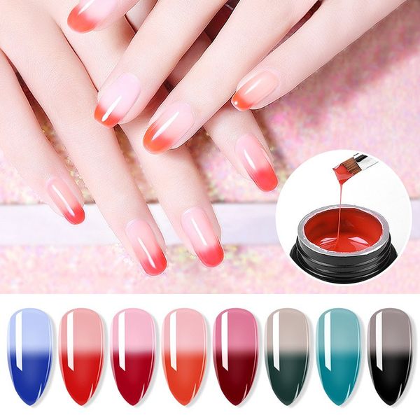 

nail extension glue three color temperature change glue japanese nail fast extension polish uv gel 8ml, Red;pink