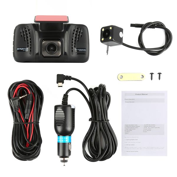 

2018 new arrival dash camera 1080p hd4.0" lcd display ultra wide angle front rear camera dual auto video recorder cam car