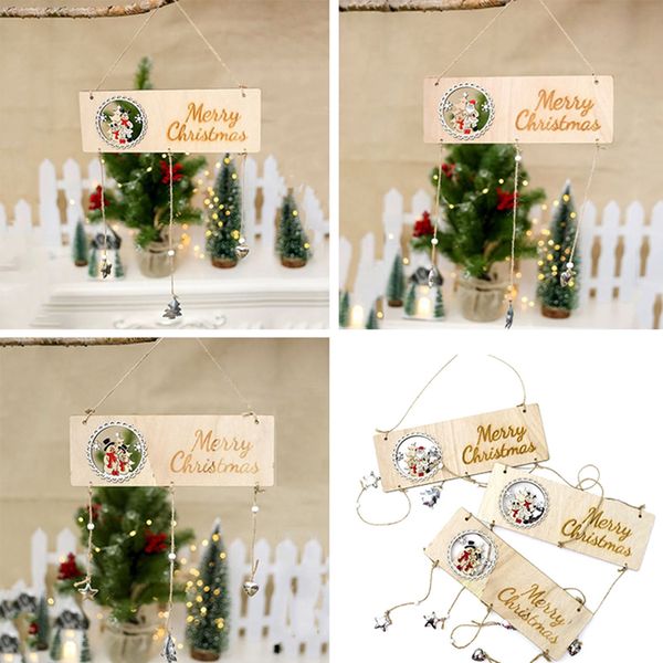 

1pc christmas pendant merry christmas wooden doorplate pendants xmas tree ornaments xmas party decor