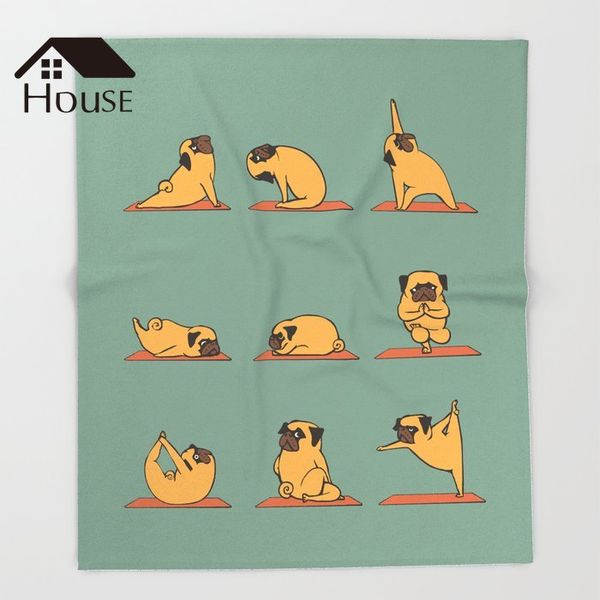 

bighouses throw blanket pug yoga throw blanket warm microfiber