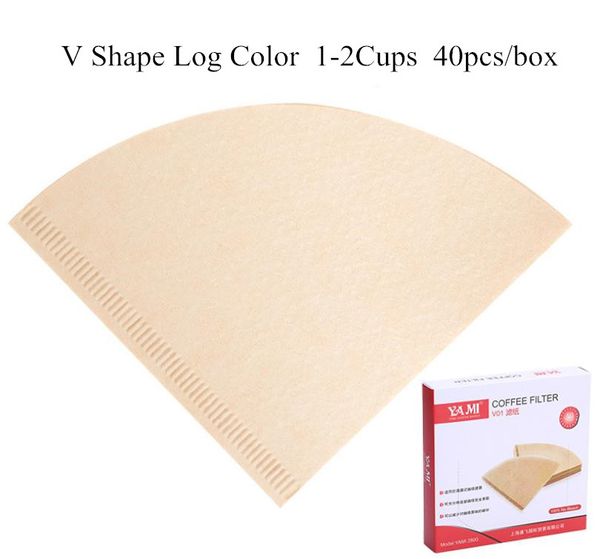 

40pcs v shape coffee filter paper 1-2cups 2-4cups for v60 dripper coffee filter cups coffee paper filters in stock