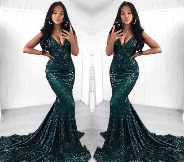 

dark green prom dresses 2019 south african black girls mermaid holidays graduation wear evening party gowns custom made plus size, Black;red
