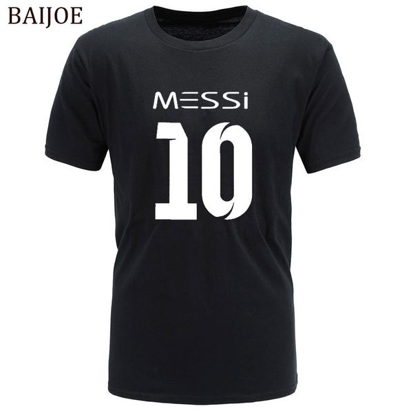

baijoe 2018 men's t shirt men brand t shirt messi 10 printed shirts summer o-neck casual hipster tee shirts men, White;black