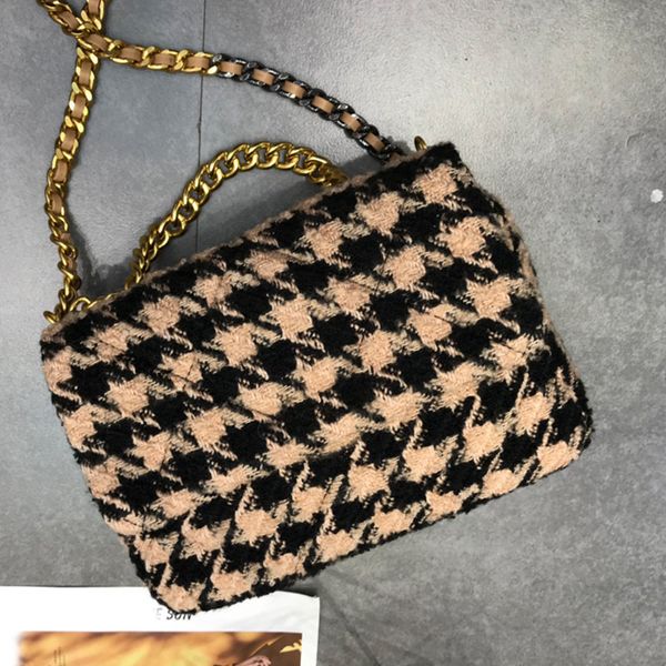 

crossbody bag winter style bag cloth purse patchwork color women quality houndstooth preparation chain tweed fashion wallet flap high bmuqq, Red;black