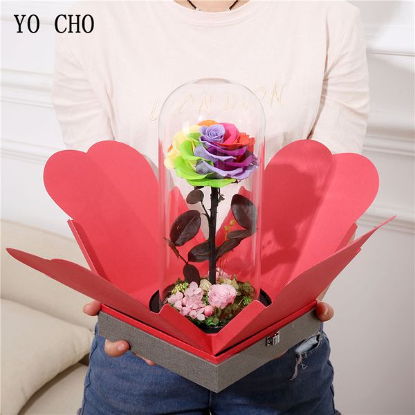 

yo cho immortal rose preserved flower in glass cover real rose blossom flowers wedding room decor valentines day christmas gifts