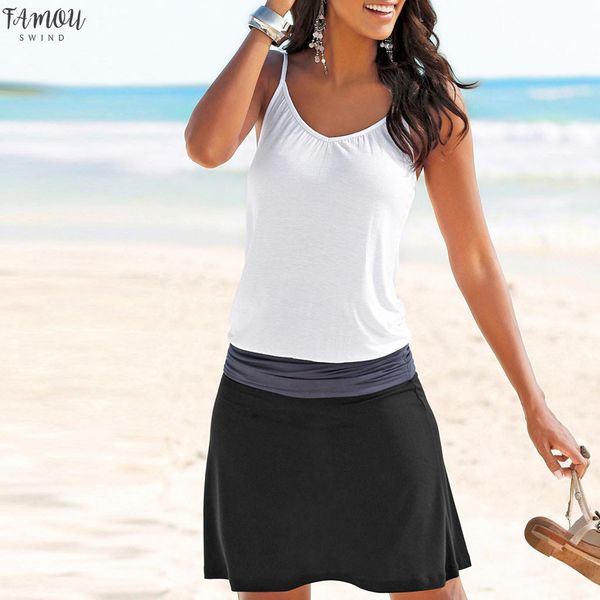 

женское летнее платье без рукавов bohemian o шеи лоскутная выше колен платье пляжа вскользь длинные девушки tops платье vestidos женский, Black;gray